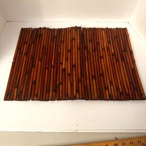 3 Vtg MCM Natural Bamboo Wood Placemats Table Runner Tiki Bar Rustic Boho Tropic